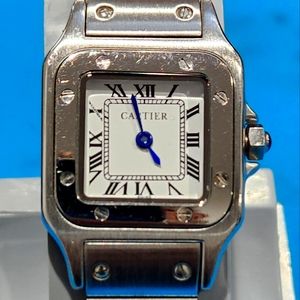 Watch for women Stainless steel   white dial Santos Cartier style Quartz